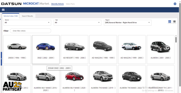 Microcat EPC software for Nissan vehicle parts cataloging